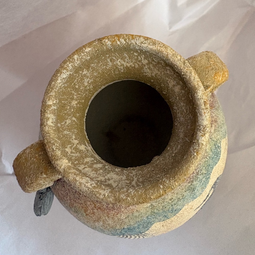 Hand-painted ceramic vase Minoan style w/dolphin motif Handcrafted Multicolor - Picture 5 of 6